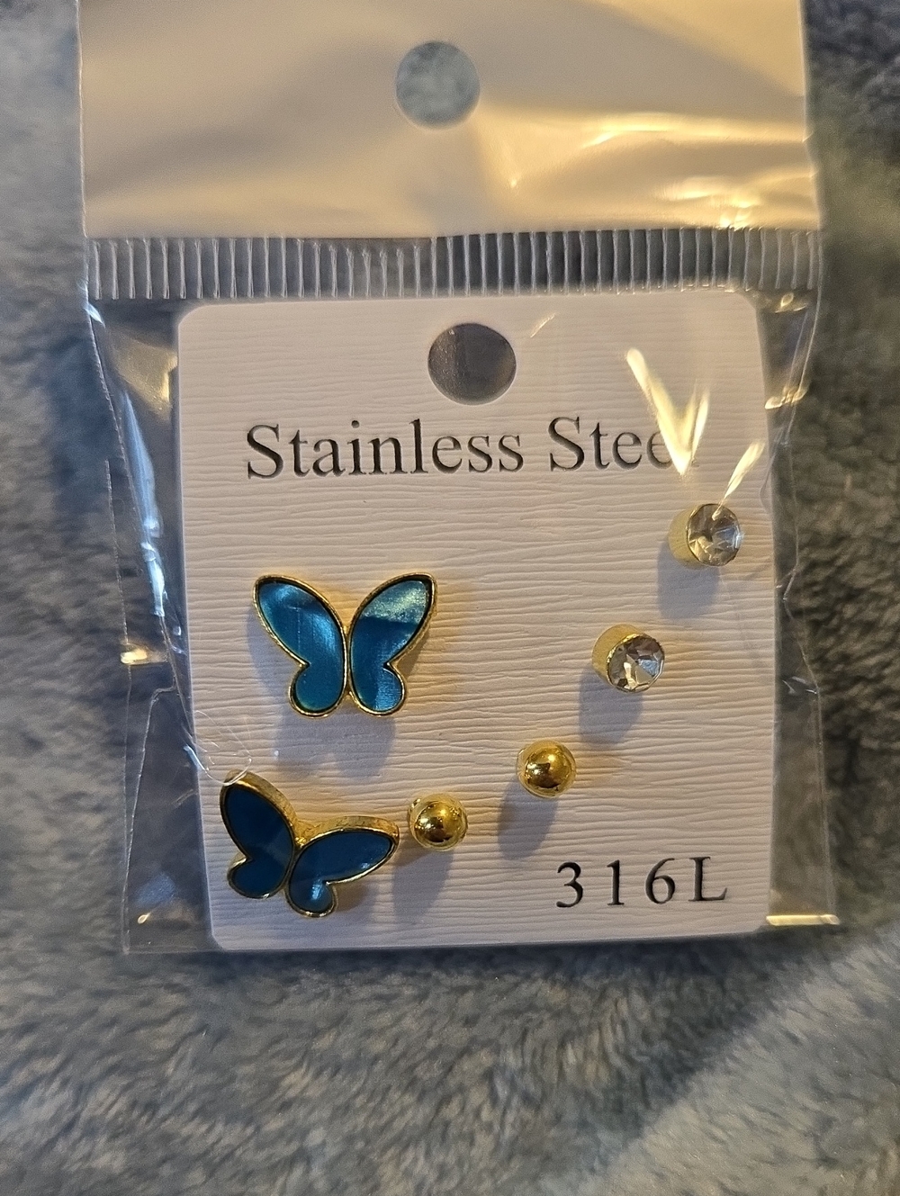 3/$10 Bundle Deals Blue Butterfly Stud Earring Set